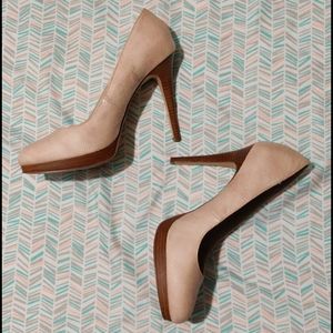 Calvin Klein beige 4.5" platform dress heels